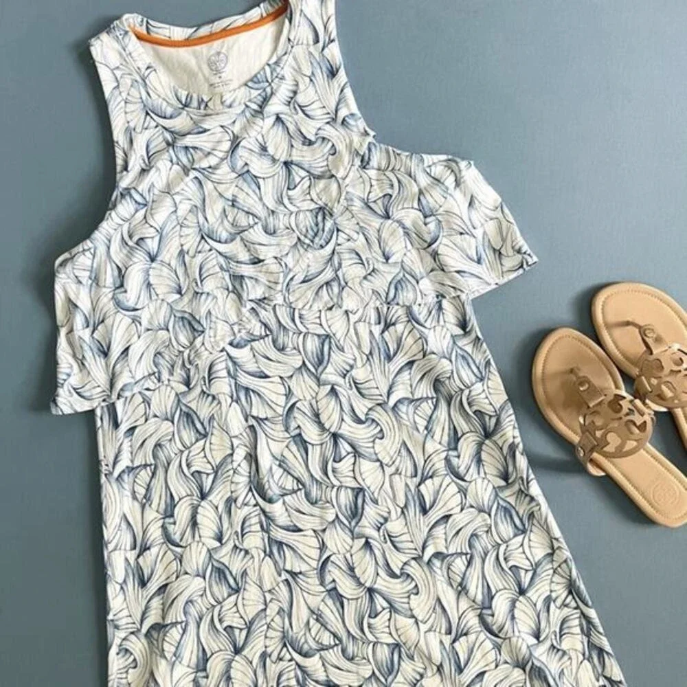 Tory Burch Kaley White Ellora Pima Cotton Popover Faux Layered Mini Dress‎